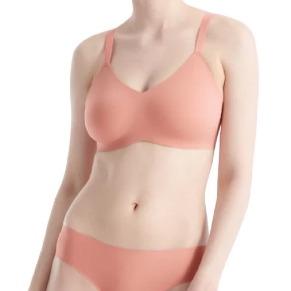 Knix Padded V-Neck Bra Thin Strap in Pink Ginger Size 7+ - Picture 1 of 8